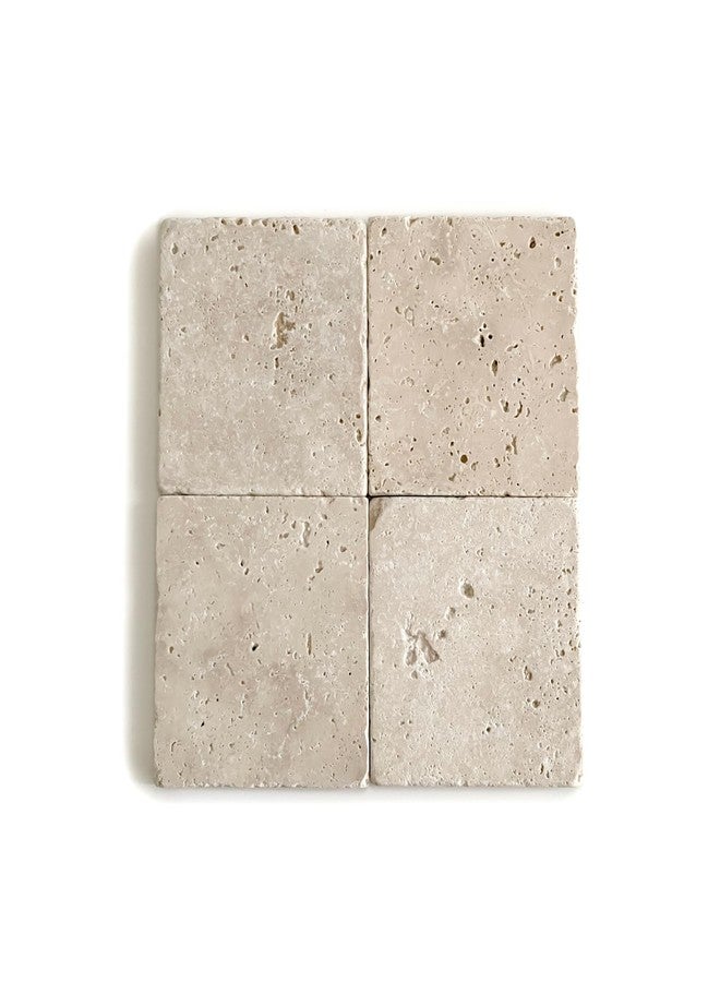 Marble Object Beige 4'' X 4'' Travertine Stone Coaster Each Piece Unique Natural Stone Drink Spills Coasters Tumbled Stone Set of 4 / Home Decor/Wedding Gift - Image 5